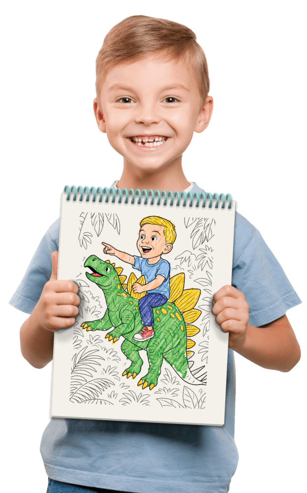 Boy with coloring book